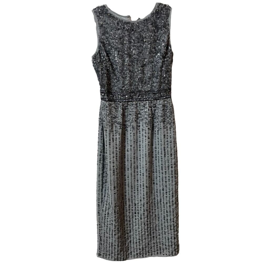 Mac Duggal Sequin Cocktail Dress Metallic Gray Size 4 10508‎ New - Picture 3 of 8